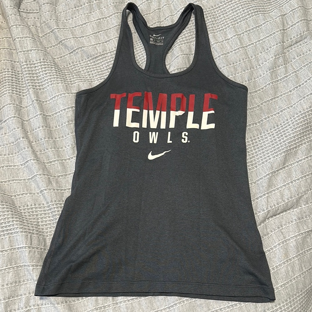 Nike Temple University Owls Gray and Red Fitted Sleeveless Tank Top